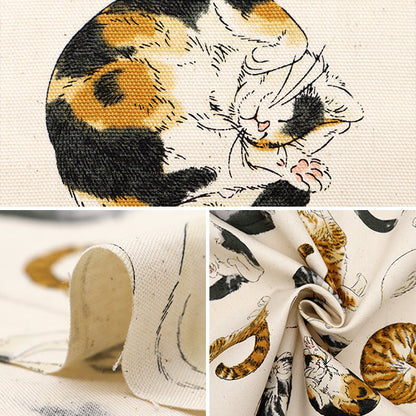 [From quantity 5] Fabric 『Oxford Animal Nyan Monite Kinari AP45806-2A"