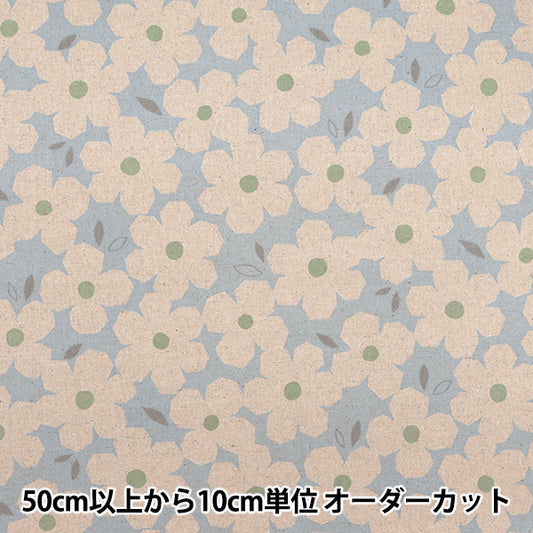 [From quantity 5] Fabric "Cotton hemp canvas Scandinavian floral pattern blue AP4740-2C"