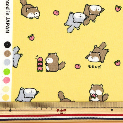 [Quantity starting from 5] Fabric 『Sheeting Little Animal World Momonga Yellow AP51105-1C"