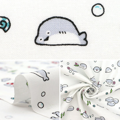 [Quantity starting from 5] Fabric 『Sheeting Little Animal World Sakaban Baspis White AP51105-3A"