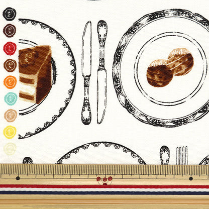 [Quantity starting from 5] Fabric 『Oxford Chocolatic Memory Cake Pattern White AP51107-2A"
