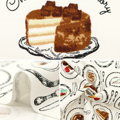 [Quantity starting from 5] Fabric 『Oxford Chocolatic Memory Cake Pattern White AP51107-2A"
