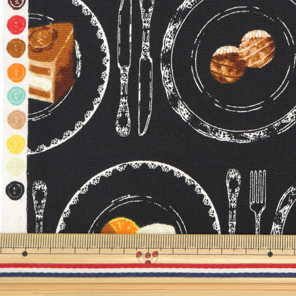 [Quantity starting from 5] Fabric 『Oxford Chocolattic Memory Cake Pattern Black AP51107-2E"