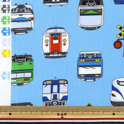 [Quantity starting from 5] Fabric "CB Print Kids Land Train Sax SP2511L-12B"