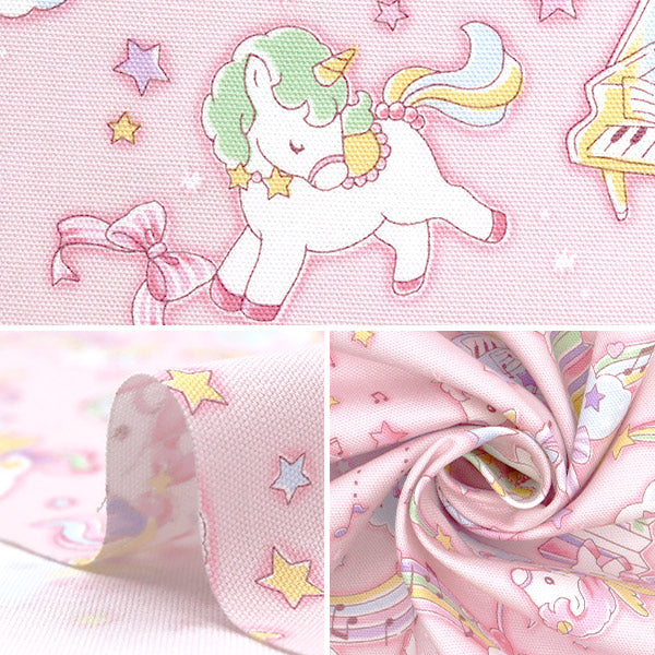 [Quantity starting from 5] Fabric 『Oxford Vanilla Pop Unicorn Melody Pink AP51203-1B"