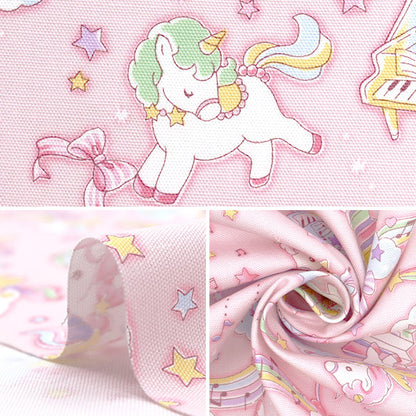 [Quantity starting from 5] Fabric 『Oxford Vanilla Pop Unicorn Melody Pink AP51203-1B"