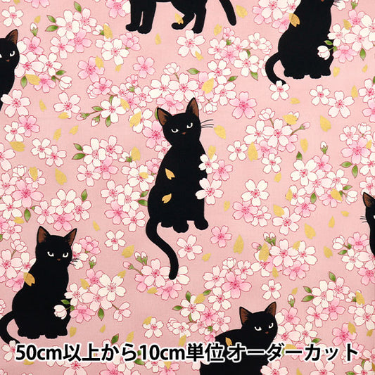 [数量从5开始] 织物 『板材织物 Hyakurean Black Cat和Cherry Blossom Pink HR3520-11B" 被子门被子门
