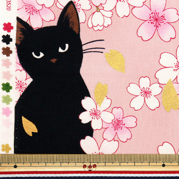[数量从5开始] 织物 『板材织物 Hyakurean Black Cat和Cherry Blossom Pink HR3520-11B" 被子门被子门