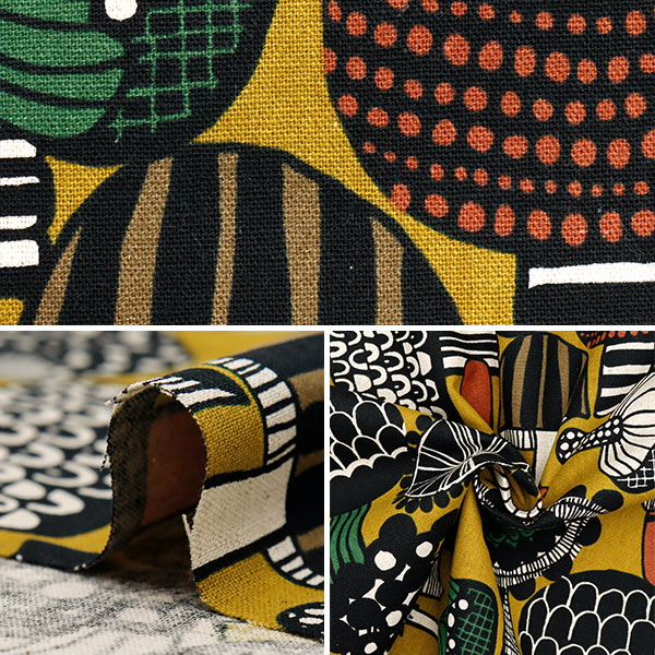 [Quantity starting from 5] Fabric "Cotton Linen Canvas Nordic Pattern Yellow AP51901-2A"