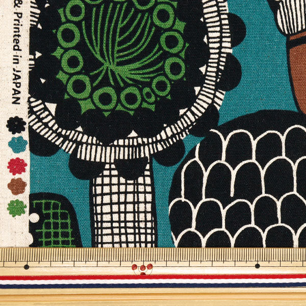 [Quantity starting from 5] Fabric "Cotton Linen Canvas Nordic Pattern Blue Green AP51901-2B"
