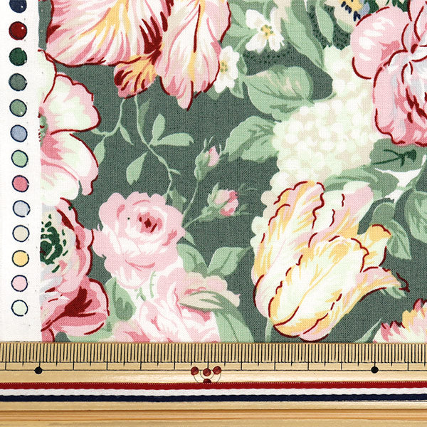 [Quantity starting from 5] Fabric 『Sheeting Lulu Bouquet Euphoria Green RU2500-11D" Quilt Gate Quilt Gate