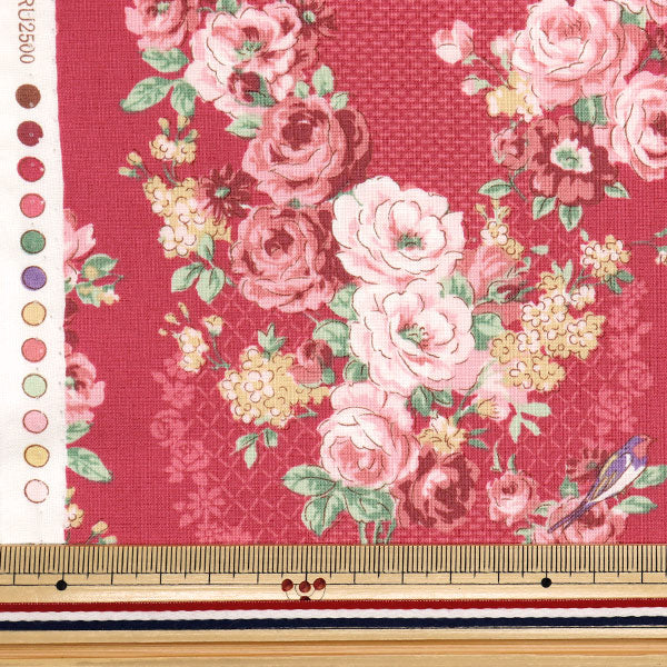 【数量5から】 生地 『シーチング ルルブーケ ユーフォリア レッド RU2500-12E』 Quilt Gate キルトゲイト