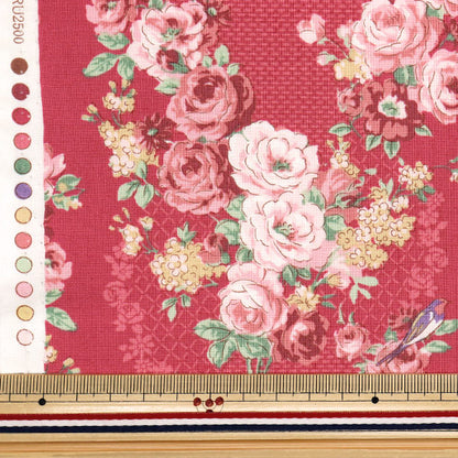 【数量5から】 生地 『シーチング ルルブーケ ユーフォリア レッド RU2500-12E』 Quilt Gate キルトゲイト