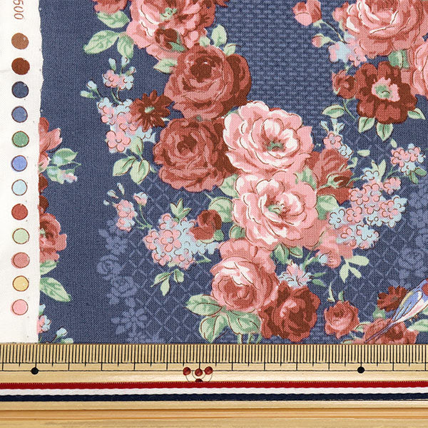 【数量5から】 生地 『シーチング ルルブーケ ユーフォリア ブルー RU2500-12F』 Quilt Gate キルトゲイト