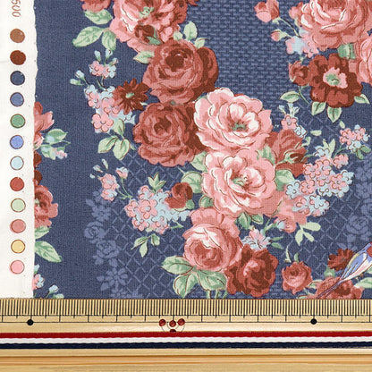 【数量5から】 生地 『シーチング ルルブーケ ユーフォリア ブルー RU2500-12F』 Quilt Gate キルトゲイト