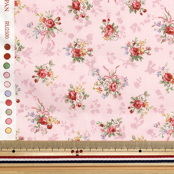 [Quantity starting from 5] Fabric 『Sheeting Lulu Bouquet Euphoria Pink RU2500-13B" Quilt Gate Quilt Gate