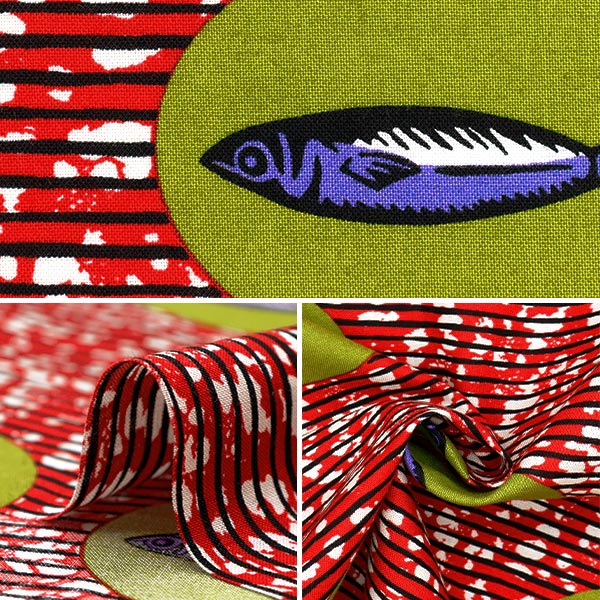 [Quantity starting from 5] Fabric 『Sheeting African taste fish color A AP52805-1A"