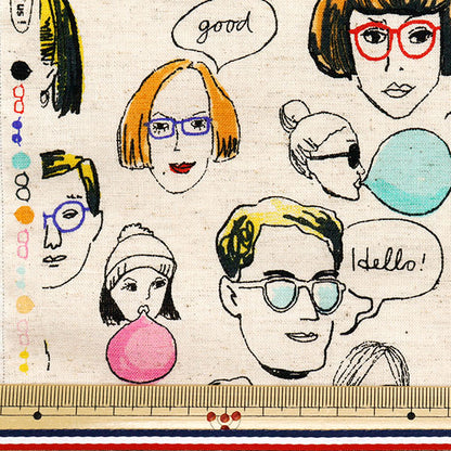 [Quantity starting from 5] Fabric "Cotton and linen"Sheeting Funny Face Kinari AP52807-1A"