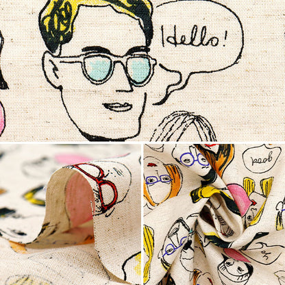 [Quantity starting from 5] Fabric "Cotton and linen"Sheeting Funny Face Kinari AP52807-1A"