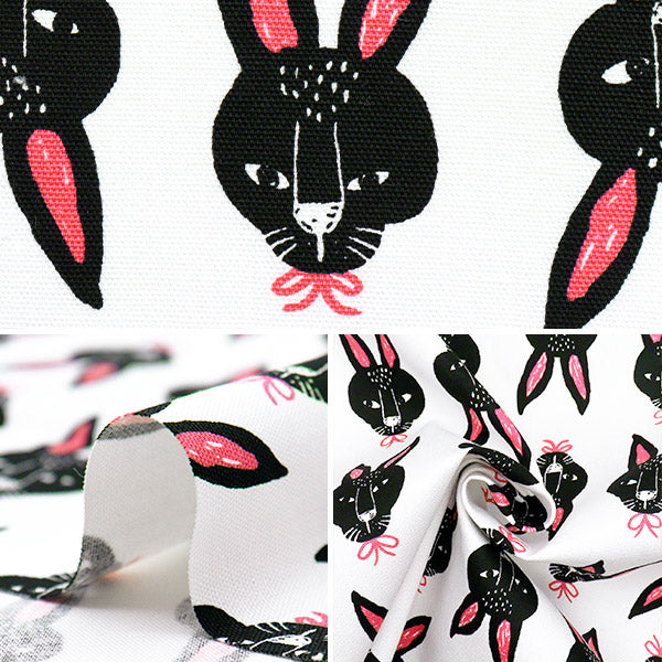 [Quantity starting from 5] Fabric 『Oxford Pakit Animal Rabbit White AP52901-1A"