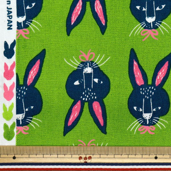 [Quantity starting from 5] Fabric 『Oxford Pakit Animal Rabbit Green AP52901-1C"