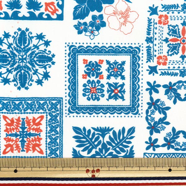[Quantity starting from 5] Fabric "TC sheeting Hawaiian print Quilting Blue AP4770-3A"