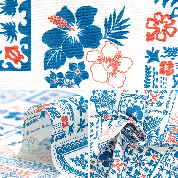 [Quantity starting from 5] Fabric "TC sheeting Hawaiian print Quilting Blue AP4770-3A"