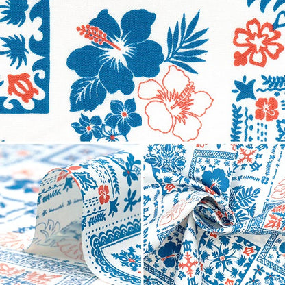 [Quantity starting from 5] Fabric "TC sheeting Hawaiian print Quilting Blue AP4770-3A"
