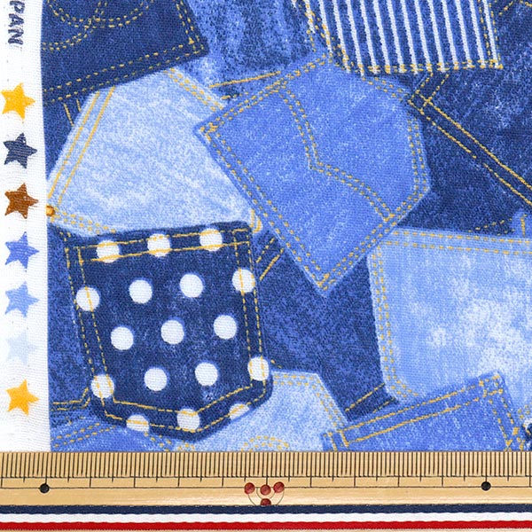 [Quantity starting from 5] Fabric 『double gauze Denim-like print Quilting AP25501-19A"