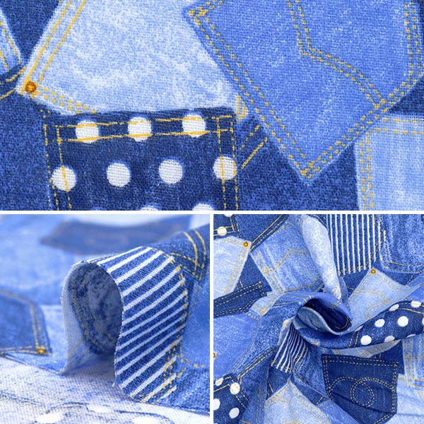 [Quantity starting from 5] Fabric 『double gauze Denim-like print Quilting AP25501-19A"