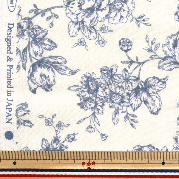 [Quantity starting from 5] Fabric 『double gauze Lined floral pattern ivory AP52209-A"