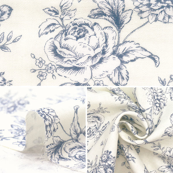 [Quantity starting from 5] Fabric 『double gauze Lined floral pattern ivory AP52209-A"