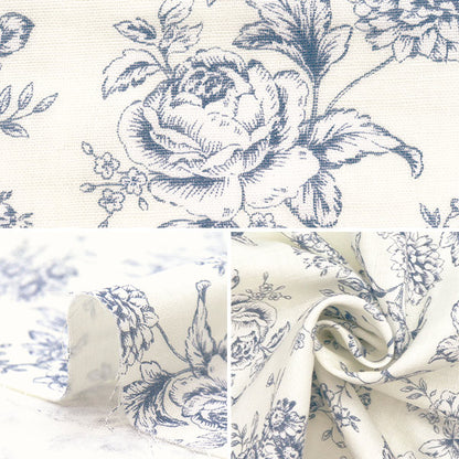 [Quantity starting from 5] Fabric 『double gauze Lined floral pattern ivory AP52209-A"