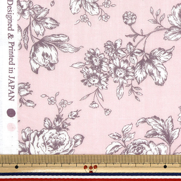 [Quantity starting from 5] Fabric 『double gauze Lined floral pattern pink AP52209-B"