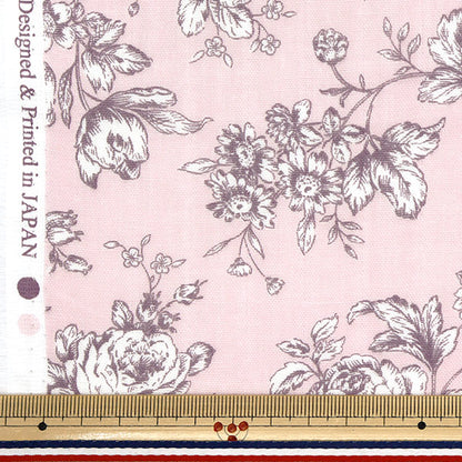[Quantity starting from 5] Fabric 『double gauze Lined floral pattern pink AP52209-B"