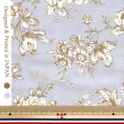 [Quantity starting from 5] Fabric 『double gauze Lined floral pattern blue gray AP52209-C"