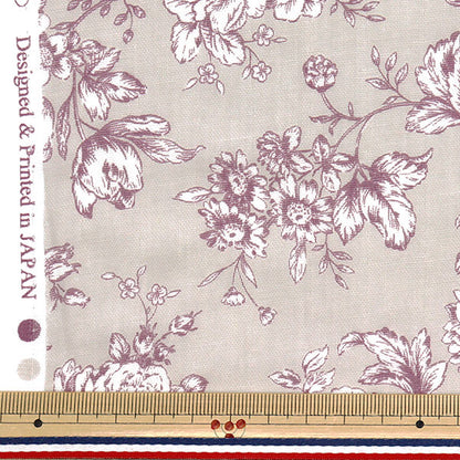 [Quantity starting from 5] Fabric 『double gauze Lined floral pattern greige AP52209-D"