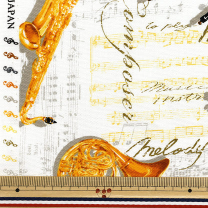 [Quantity starting from 5] Fabric 『Oxford Musical Instrument Pattern White AP52206-2A"