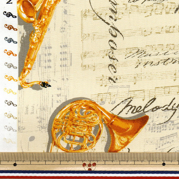 [Quantity starting from 5] Fabric 『Oxford Musical Instrument Pattern Beige AP52206-2B"