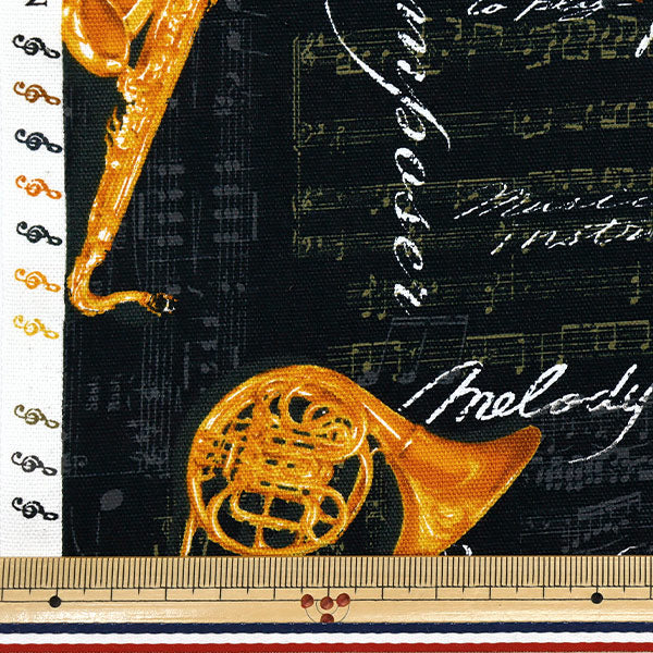 [Quantity starting from 5] Fabric 『Oxford Instrument Pattern Black AP52206-2E"