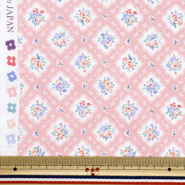 [Quantity starting from 5] Fabric 『Sheeting Organic cotton floral pattern pink AP52205-3A"