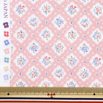 [Quantity starting from 5] Fabric 『Sheeting Organic cotton floral pattern pink AP52205-3A"