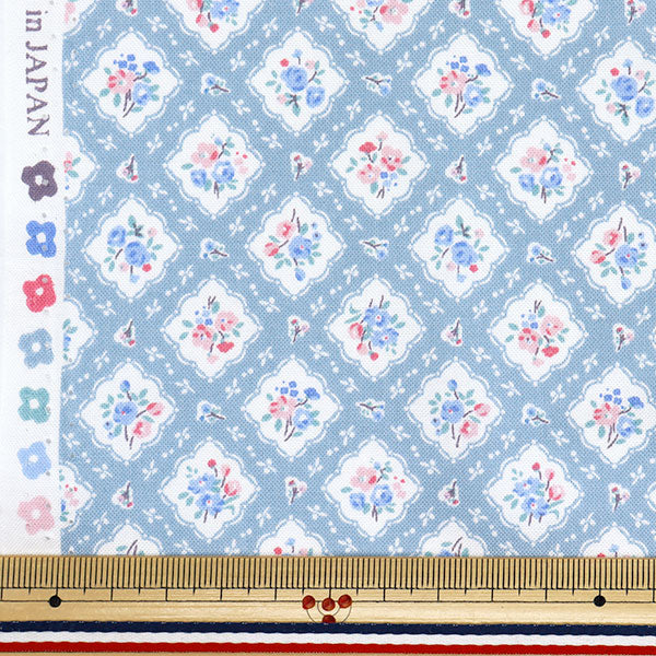 [Quantity starting from 5] Fabric 『Sheeting Organic Cotton Floral Pattern Blue AP52205-3B"
