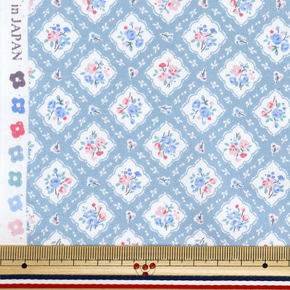 [Quantity starting from 5] Fabric 『Sheeting Organic Cotton Floral Pattern Blue AP52205-3B"
