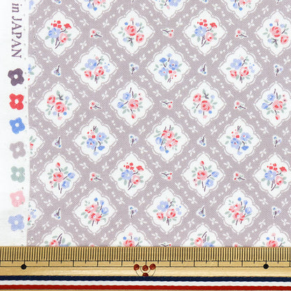 [Quantity starting from 5] Fabric 『Sheeting Organic Cotton Floral Gray AP52205-3D"
