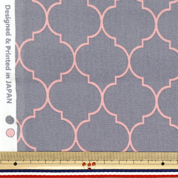 [Quantity starting from 5] Fabric 『Oxford Moroccan pattern, gray x pink, SP5500-C"