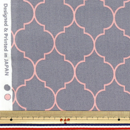 [Quantity starting from 5] Fabric 『Oxford Moroccan pattern, gray x pink, SP5500-C"