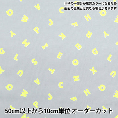 [Quantity starting from 5] Fabric 『Oxford Neon Pop Alphabet Gray x Yellow AP52110-1A"