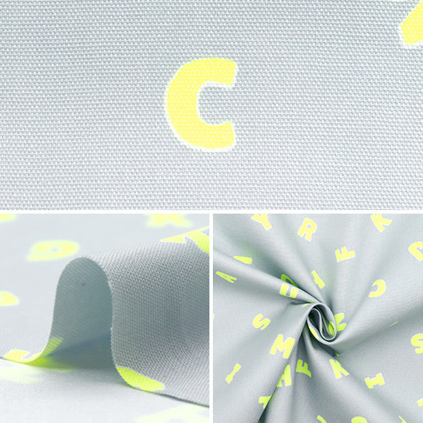 [Quantity starting from 5] Fabric 『Oxford Neon Pop Alphabet Gray x Yellow AP52110-1A"