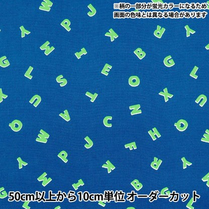 [Quantity starting from 5] Fabric 『Oxford Neon Pop Alphabet Navy x Green AP52110-1D"